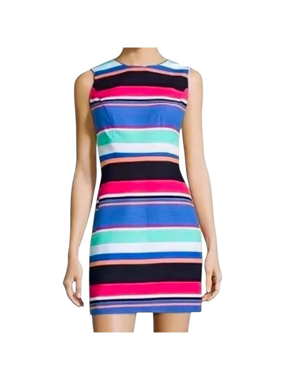 Kate Spade Striped Sheath Dress 10 Colorblock Mod Preppy Coastal Summer Tropical